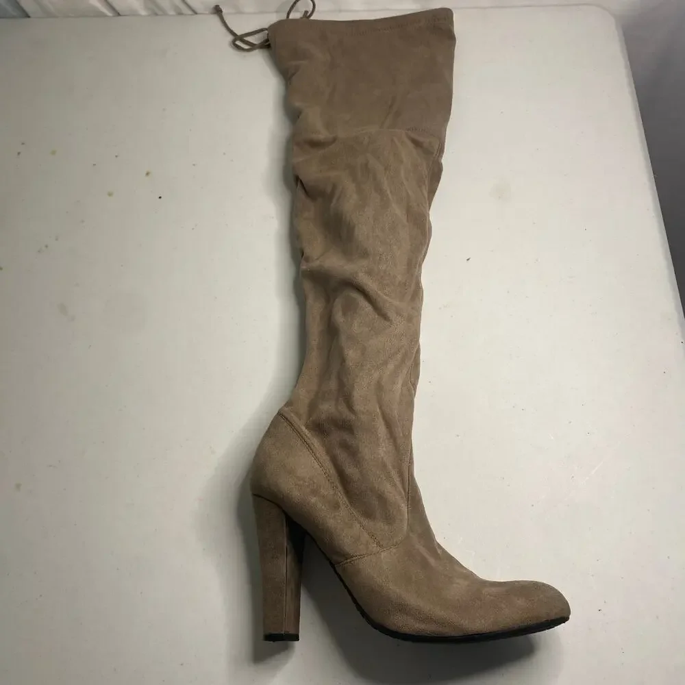 Steve‎ Madden Gorgeous High Heel Boots Over The Knee Brown Fabric Soft Size 8